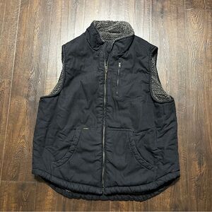 Lee Vest Mens Large Black Canvas Sherpa Lined Workwear Premium Select Outdoor